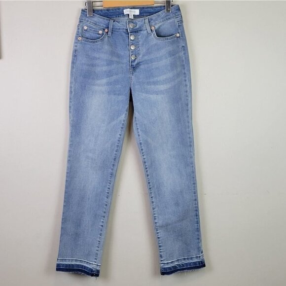 Popsugar Button Fly Ankle Jeans High Rise Raw Hem 6 - Picture 10 of 10